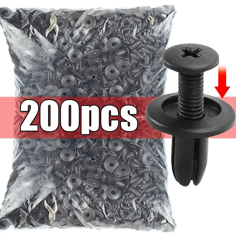 

10-200pcs 8mm Plastic Rivets Fasteners Screw Car Bumper Fender Black Rivet Car Fastener Clips for Toyota Focus Kia Nissan Yamaha