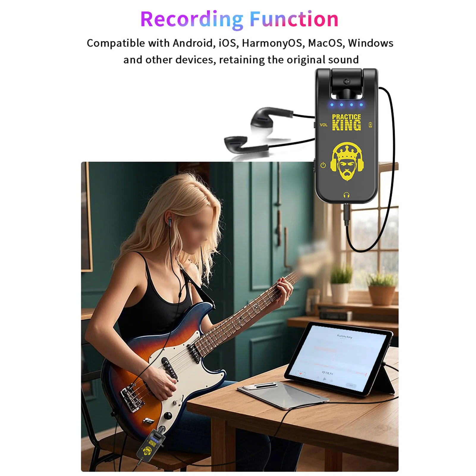 Silent Guitar Amplifier Guitar Headphone Amp 50H Use Time Rechargeable 282&deg;Rotatable Head Portable Earphone Amplifier For guitar amplifier