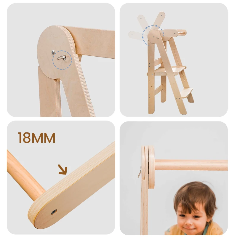XIHATOY Toddler Kitchen Helper Step Stool Adjustable Height Wooden Montessori Baby High Feeding Chair Learning Tower
