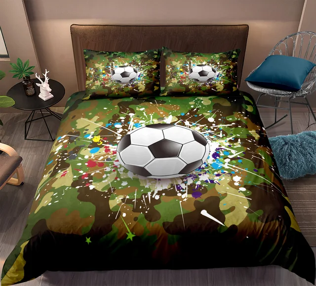 طقم سرير كرة القدم نمط غطاء لحاف الاطفال الكبار طقم سرير غرفة ديكور أربعة الموسم 1 غطاء لحاف ، 1-2 سادات أو مجموعة 2