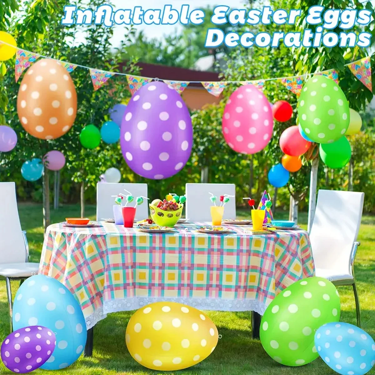 20 inch inflatable Easter egg decoration colorful Easter egg decorations for courtyards lawns