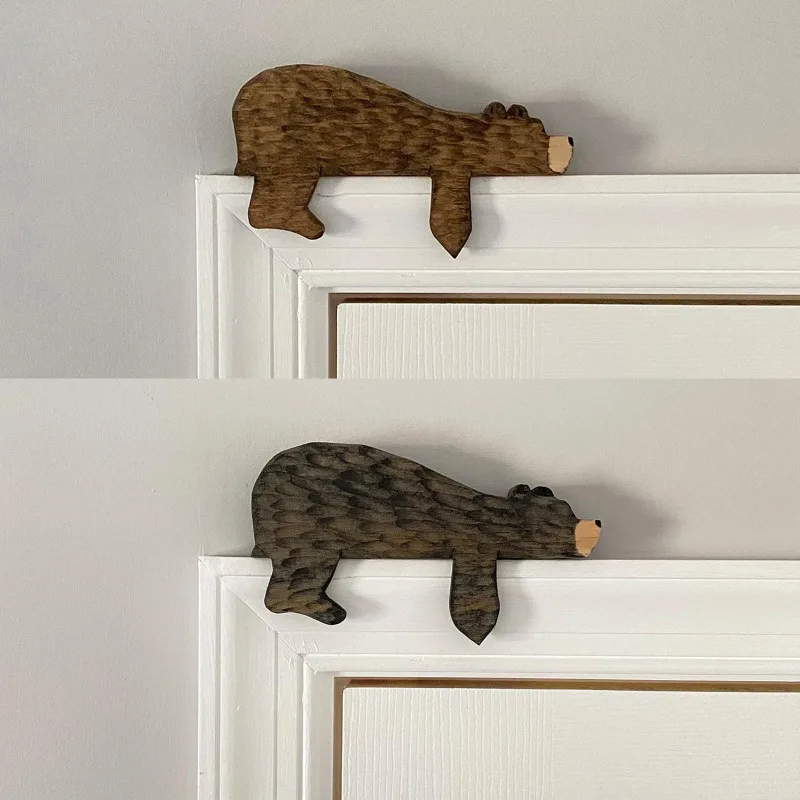

Interesting Animal Brown Bear Door Top Wooden Decoration Door Top Decoration Cartoon Hanging Decoration