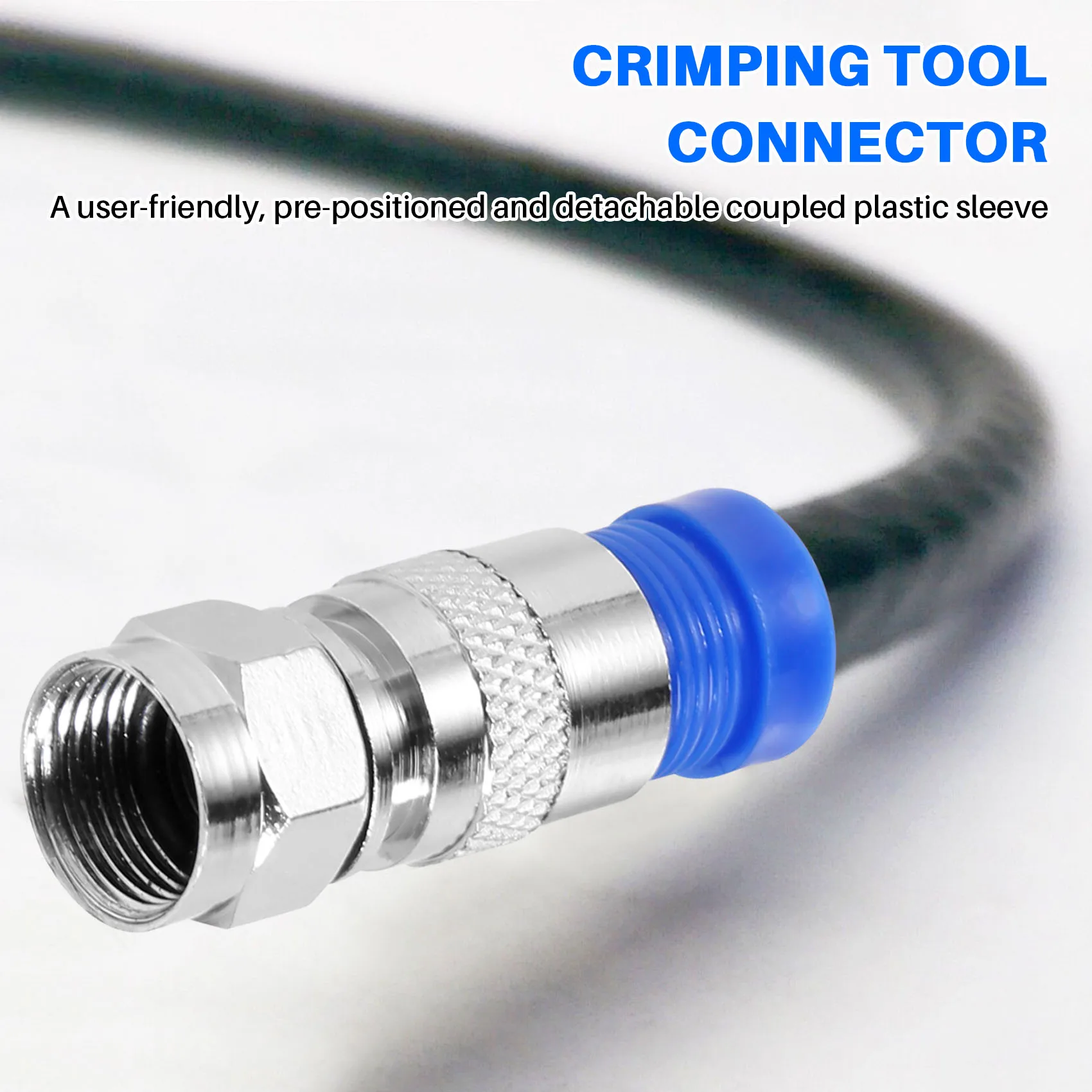 50PCS RG6 Compression Connectors Coaxial Cable Waterproof Connection F Compression Connector RG6 Coaxial Tool