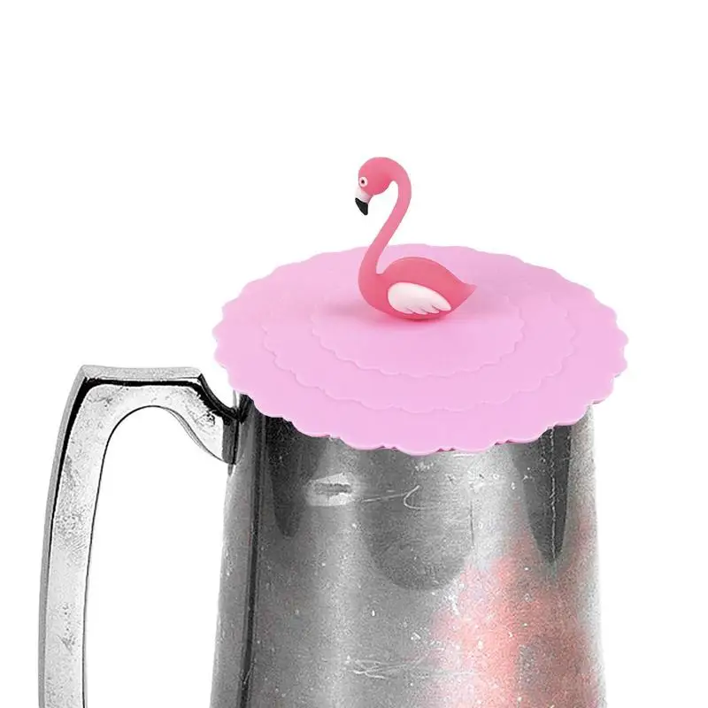 

Cute Cup Lid Bowl Cover Suction Silicone Antidust Seals Glass Leakproof Flamingo Mugs Tea Cup Accessories