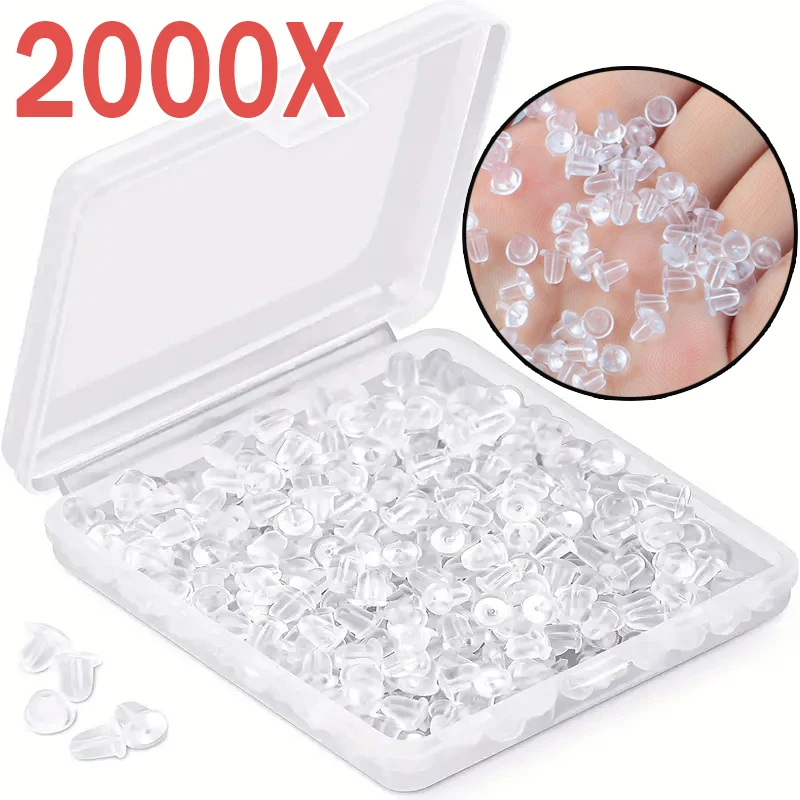 

500-2000Pcs Transparent Silicone Rubber Earring Clasp Styles Ear Nut Plugging Earring Back Earstud Findings Earring Accessories