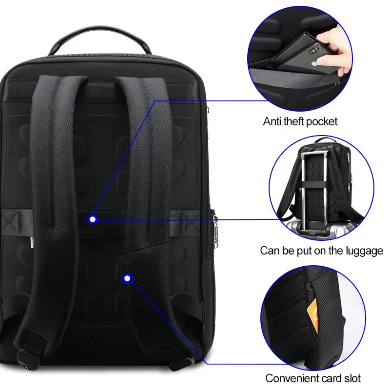 BOPAI 15.6"Laptop Business Backpack fro Men Anti-Theft, Waterproof USB Charge Travel Outdoor Male Wet Dry Separation Backpack 5