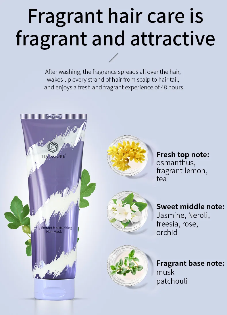 Hair Mask Natural Ingredients Fig Hair Film Repair Dry And Damaged Frizzy Soft Smooth Shiny Deep Moisturize Hair Nourish Mask