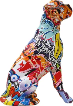 Creative Painted  Art Water Transfer Room Color Boxer  Dog Decorations Home Entrance Wine Cabinet Office Decor Resin Crafts 3
