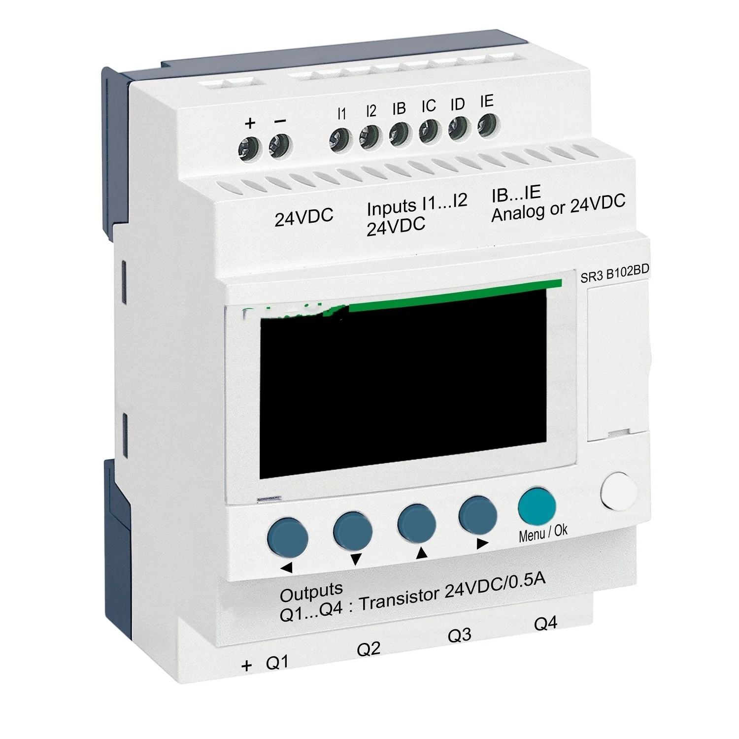 

Модульное смарт-реле Zelio Logic SR3B102BD, 10 I O - 24 V DC, дисплей часов