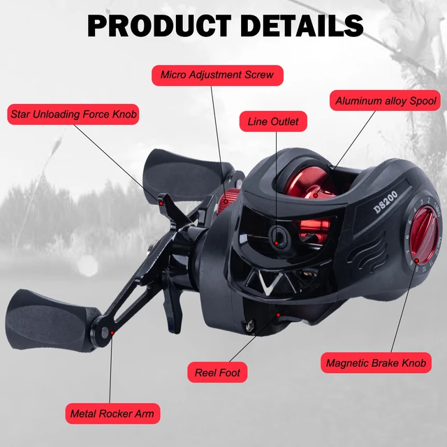 Goture DS200 Fishing Reel High Performance Lightweight Baitcasting Reel  7.2:1 Gear Ratio 12 Magnet Braking System Max Drag 8kg - AliExpress