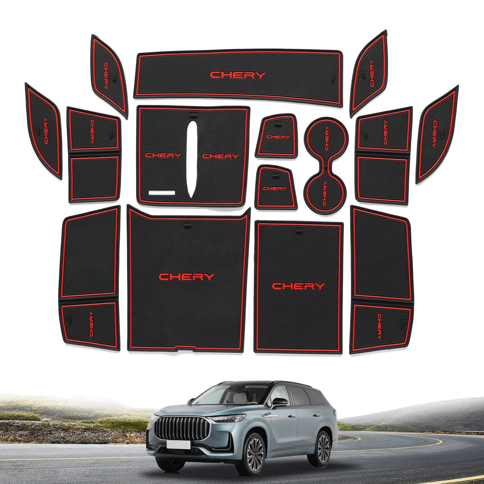 

Противоскользящий коврик для ворот и чашек для Chery Tiggo 9, противоскользящая Накладка для двери, аксессуары для интерьера автомобиля, резиновые подставки, 15 шт./комплект, 2023