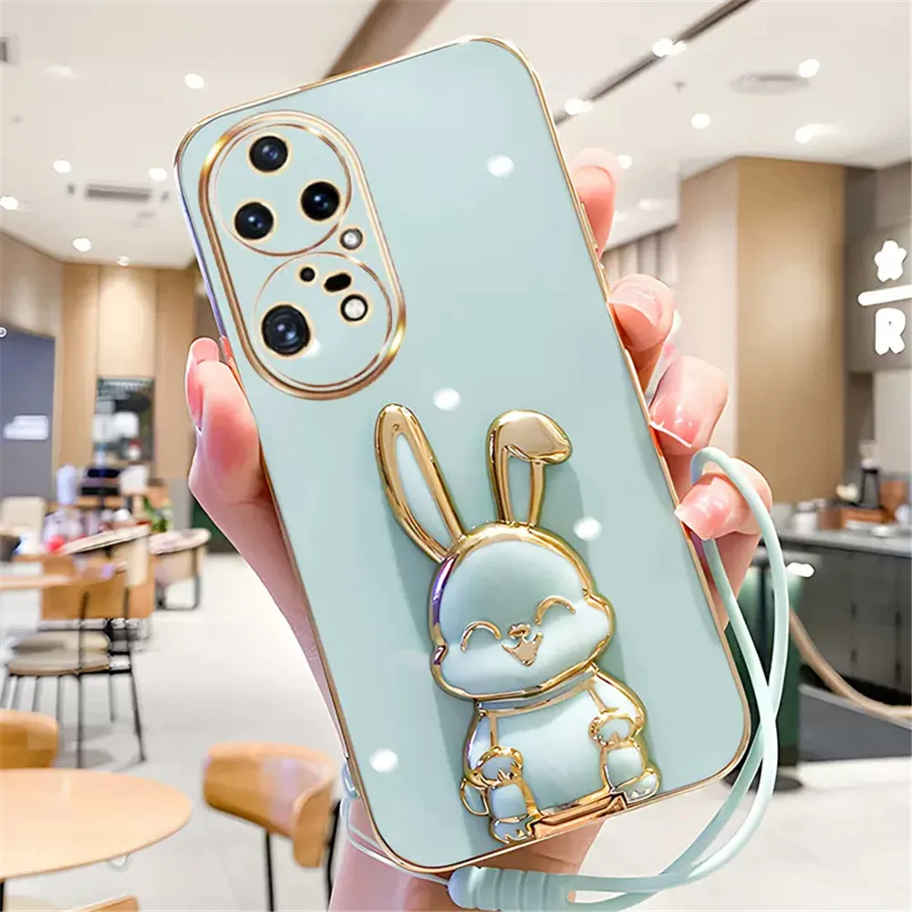 Konijn Houder Plating Telefoon Beugel Case Voor Huawei Nova Y70 Plus Y90 10 9 SE 8 8i 7 7i 6 SE 5 Pro 5i 5t 3i Soft Silicone Cover_voghion.com