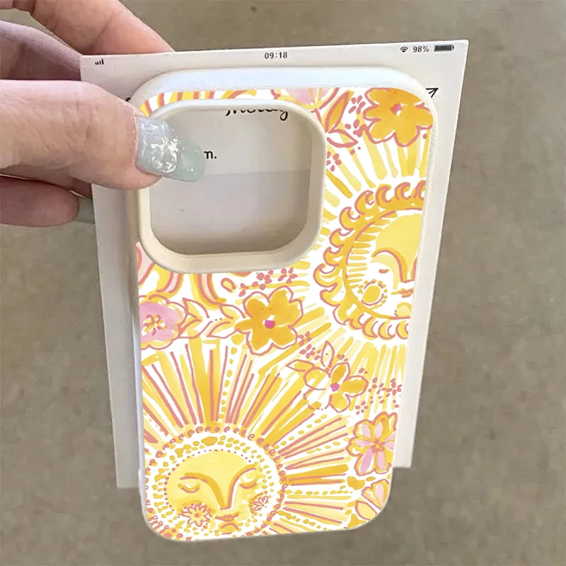 Charming Sun Face Pattern Soft Phone Case – Durable & Stylish Cover