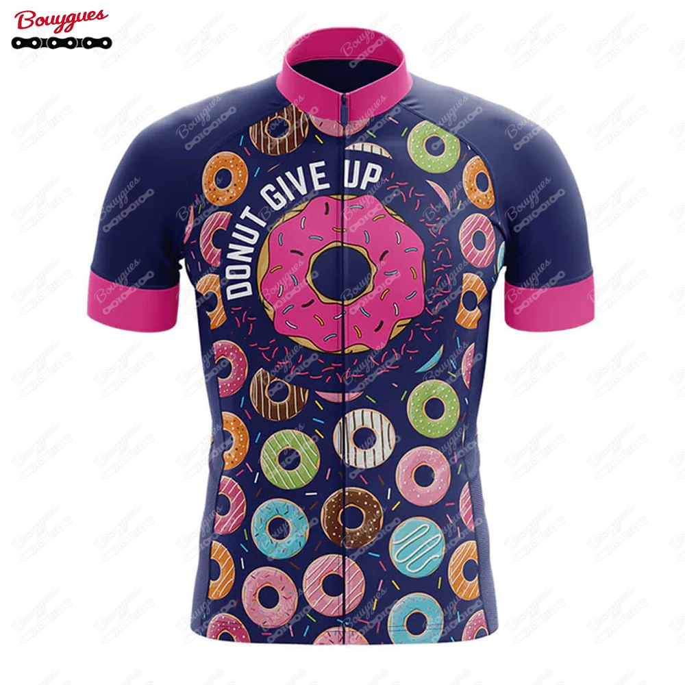 Donut Give Up Cycling Jersey for Men Short Sleeve Reflective MTB Maillot Downhill Pro Team Mountain Bicycle Clothing Summer New