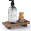 Wood Pedestal Soap Stand, Farmhouse Wood Riser, Soap Dish Holder/Tray Counter Decor for Bathroom Kitchen, Rustic Candle Plant 1
