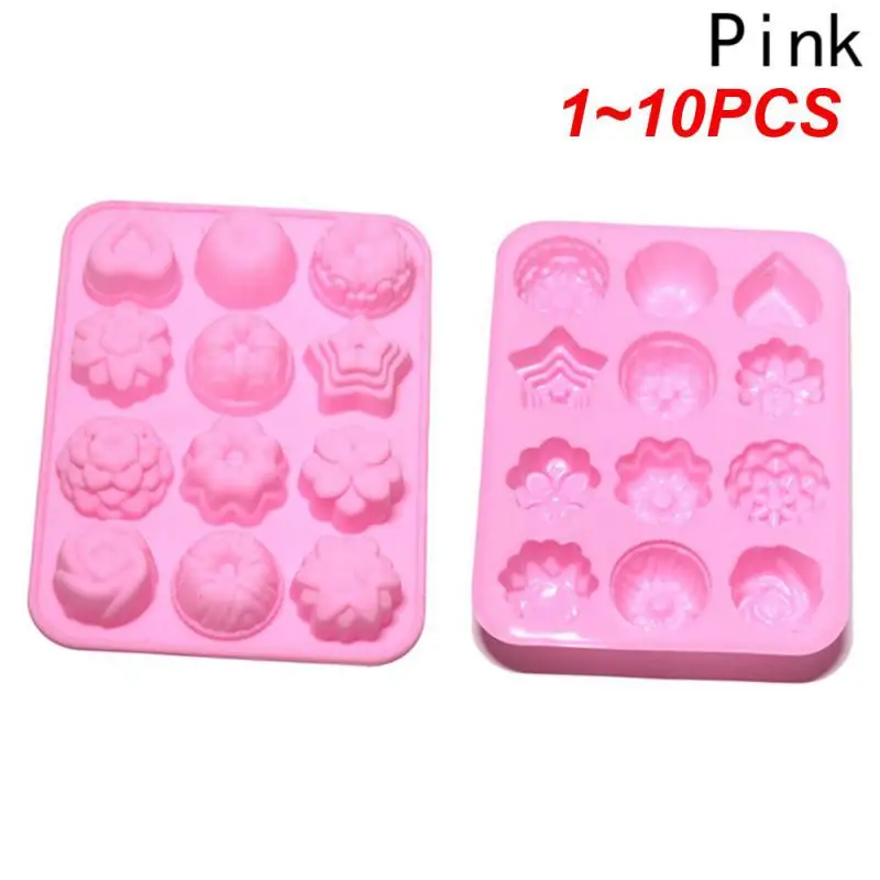 1~10PCS Kitchen ToolsCake Baking Mould Flower Shaped Silicone Mould Handmade Candle Soap Moulds Mold Cake Baking Soap Molds