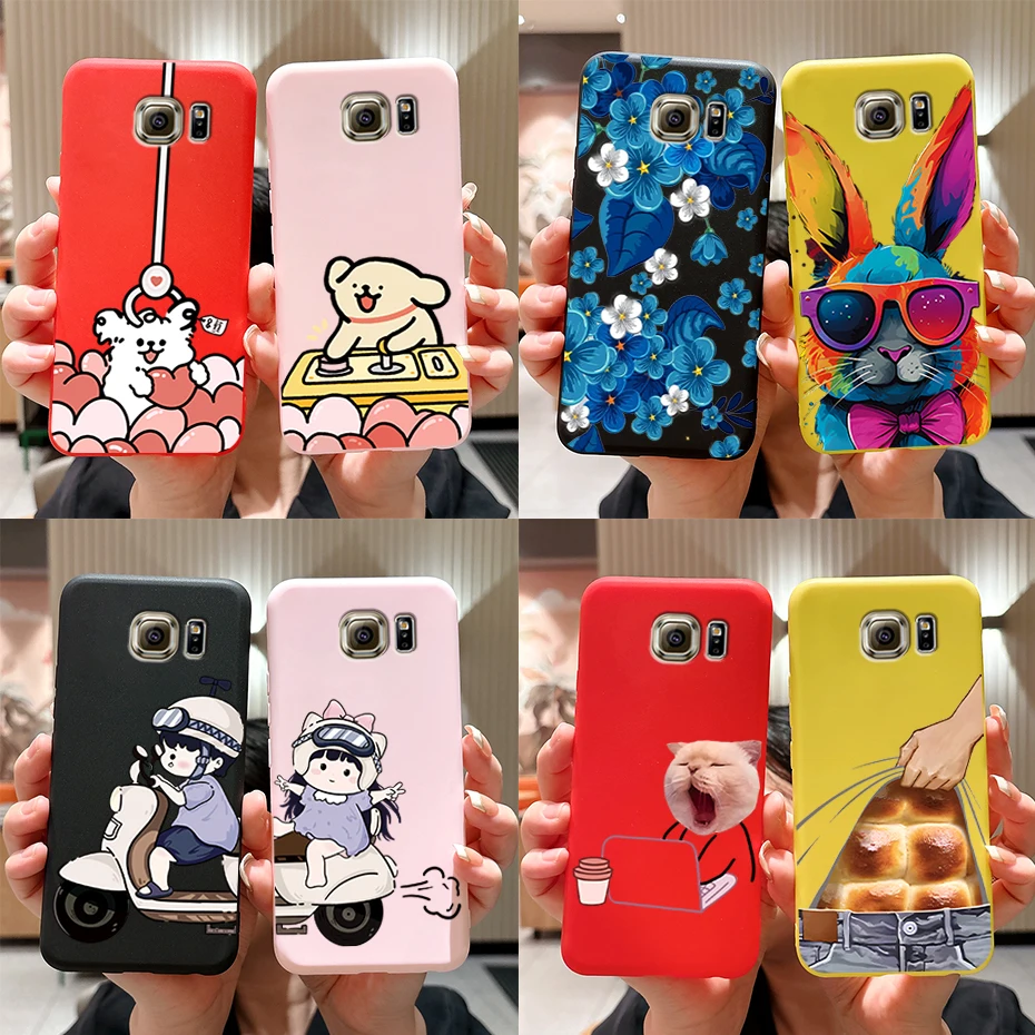 Coques Per Samsung Galaxy S6 Telefono Antiurto Conchiglie Nere Per Samsung Galaxy S6 Cute Cartoon Cover Protezione Custodie Morbide Per Telefoni
