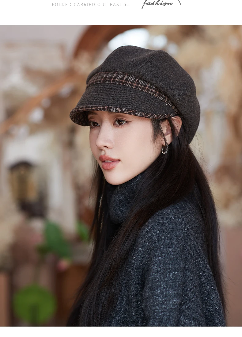 Cappello ottagonale in tweed caldo per uomini e donne da strillone invernale unisex per cappelli da detective maschili berretti piatti retrò chapeau_voghion.com
