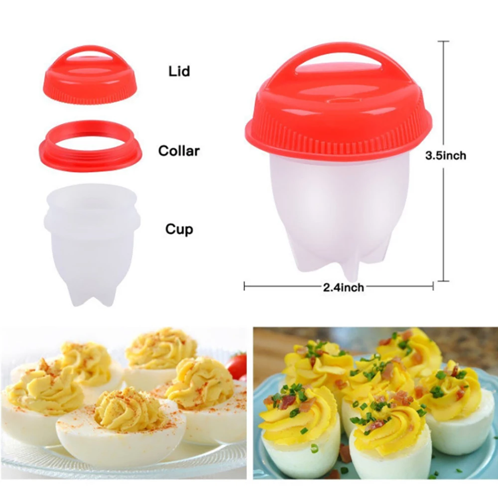 6-1Pc/Set Egg Poachers Cooker Silicone Non-Stick Egg Boiler Cookers Pack Boiled Eggs Mold Cups Steamer Kitchen Gadgets Tools images - 6