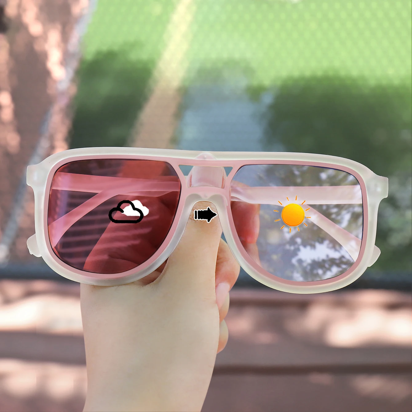 Photochromic Cycling Sunglasses Unisex Square Frame Color Changing