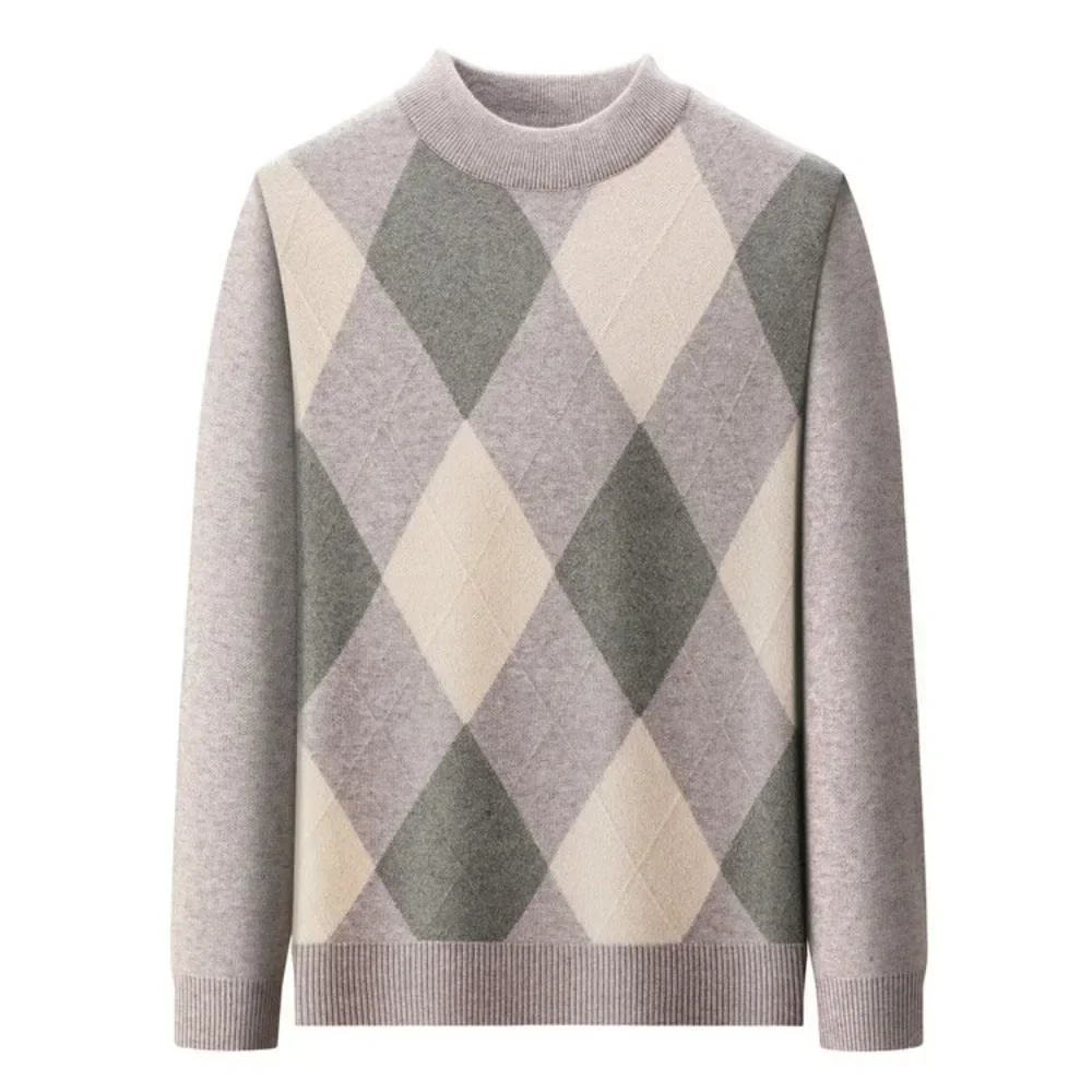 New High Quality Men's  Fashion Business Casual Knitted Sweater Warm Pullover Tops Mens Clothes 3