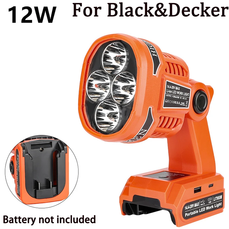 Für Black & Cker 18V 20V Li-Ion Akku Schnurlose LED