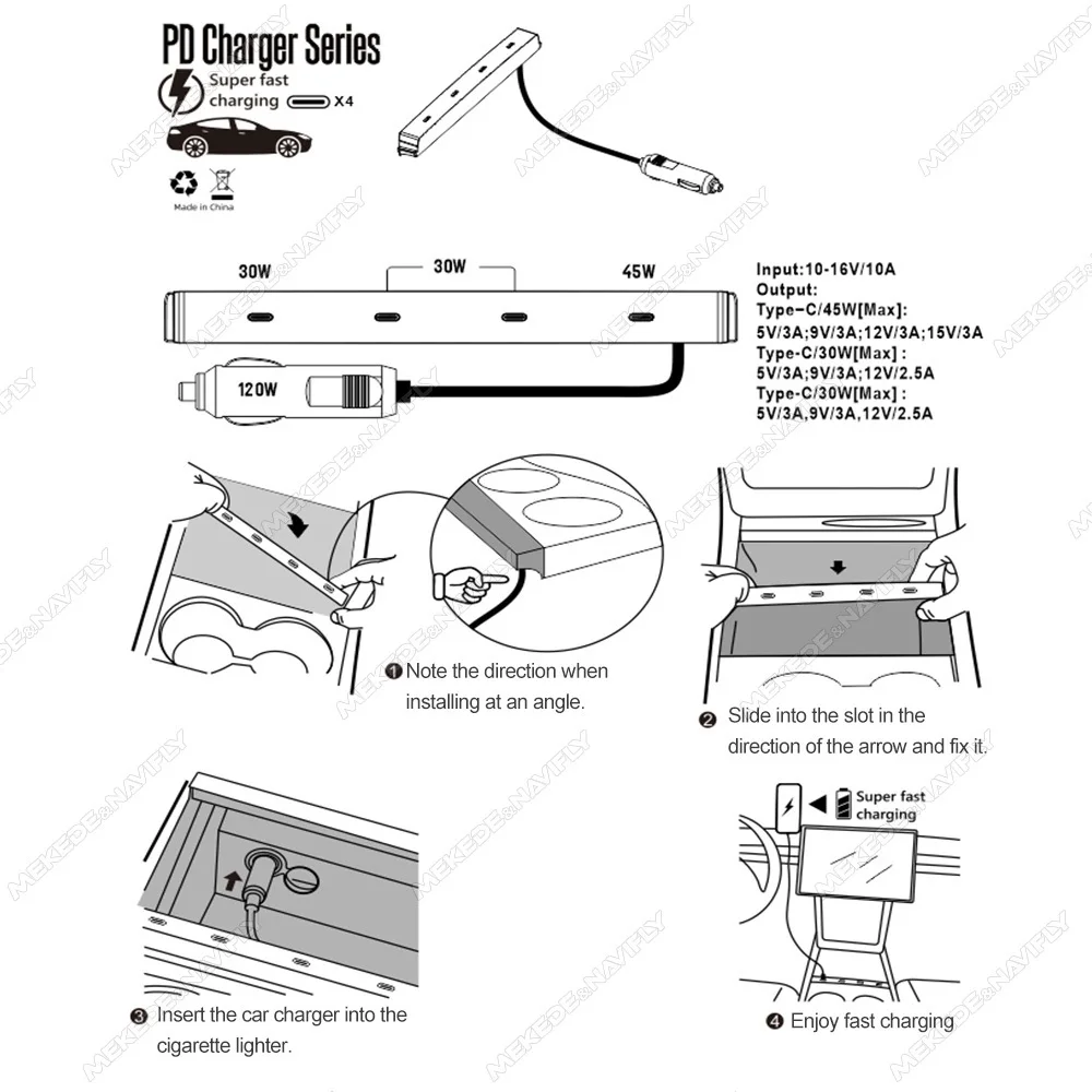 For New Tesla Model 3 Model Y 2024-2025 Armrest box expansion dock 45W Central Control 4-port Fast Charging TPYE-C HUB