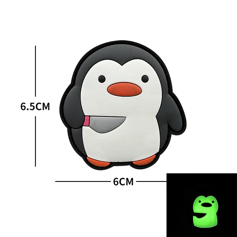 Niedliche Cartoon-Beastie, kleine gelbe Ente mit Messer, Gansfrosch, PVC-Patch, Moralabzeichen, taktischer Rucksack, Kleidung, Klettverschluss – Detail 6