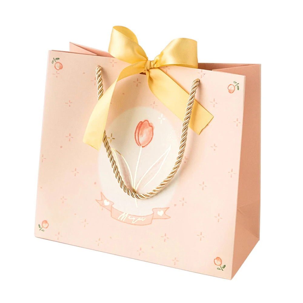 12Pcs/Lot Jewelry handbag with Bow Ribbon for Shopping Merchandise Candy Gift Case Business Clothing Christmas Valentine's Day