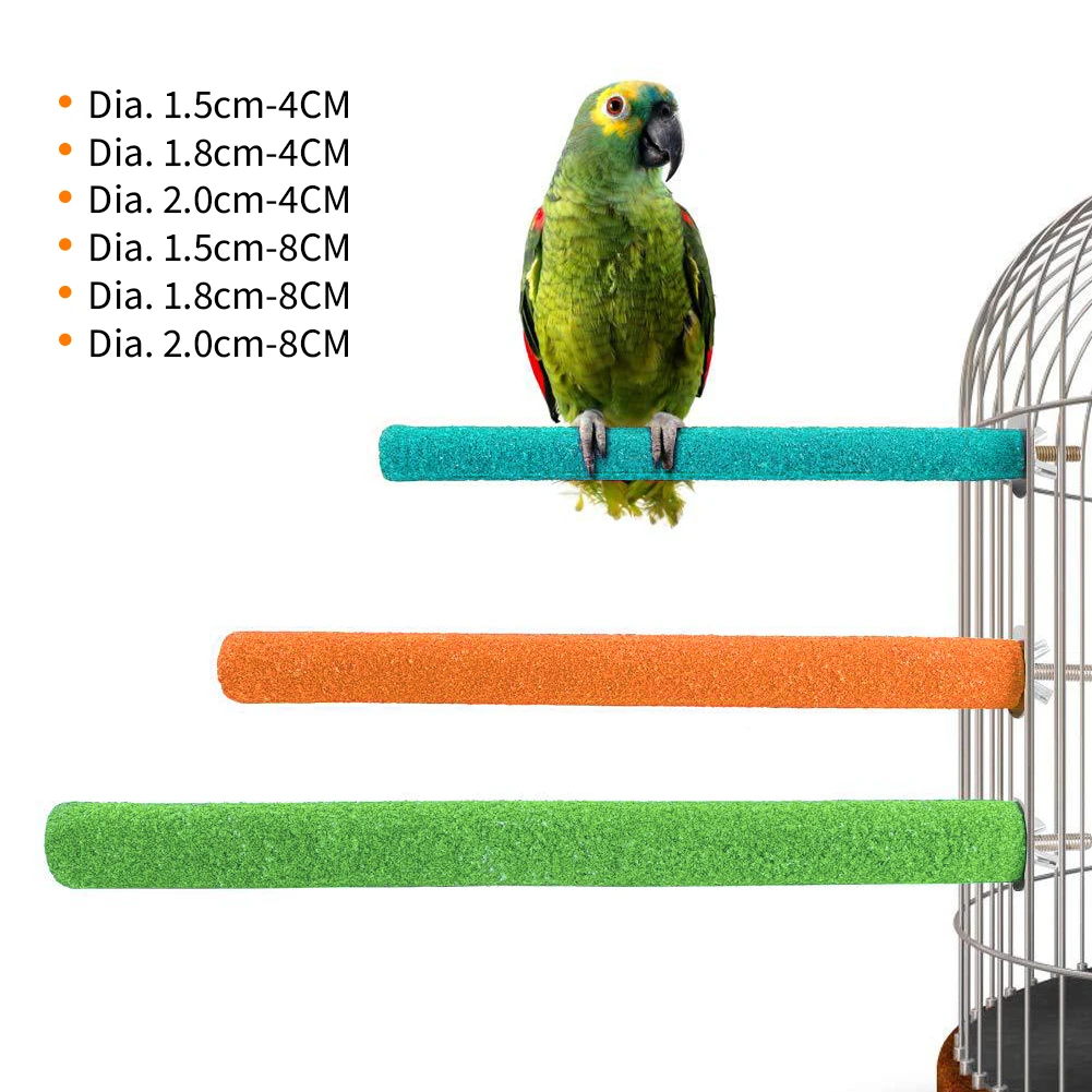 Wood Bird Claw Beak Grinding Bar Standing Stick with Bell Parrot Station Rod Perch Stand Toy Bird Cage Accessories bird cage perches