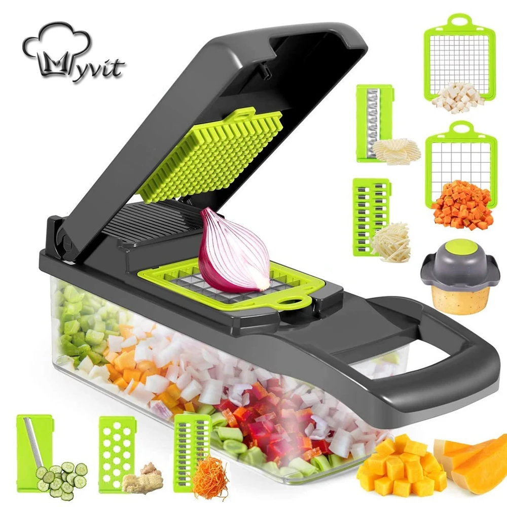 LMETJMA 9 in 1 Multifunctional Magic Rotate Vegetable Slicer with 2L Drain  Basket Veggie Fruit Shredder Grater Slicer KC0291 - AliExpress