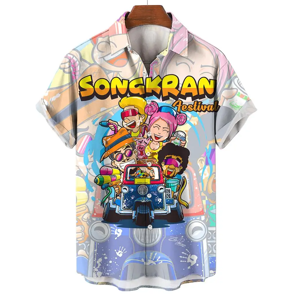 Splash Shirt Mens Shirt Tops Summer Clothing Casual Shirt New Man Fashion Short Sleeve Shirt Oversized Hawaii Shirt
