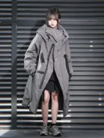 Man Women Couples Parkas Irregular High Neck Long Over The Knee Men's And Women's Winter Windproof Cotton Coat Warm Hooded 1