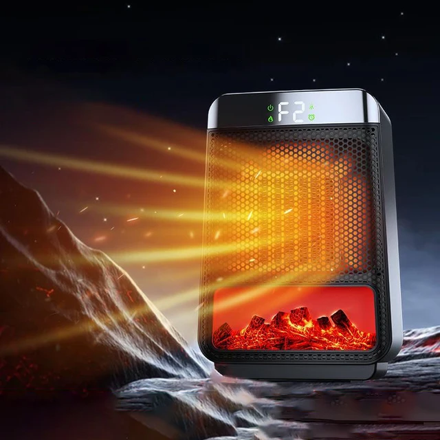 1500W Flame Portable Heaters for Home with Variable Thermostat, Electric Heater Desktop 3D Dynamic Light Low Noise Room Heater 2