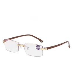 Retro Square Ultralight Rimless Anti - Blue Light Reading Glasses - +400 (JY802 - C2)