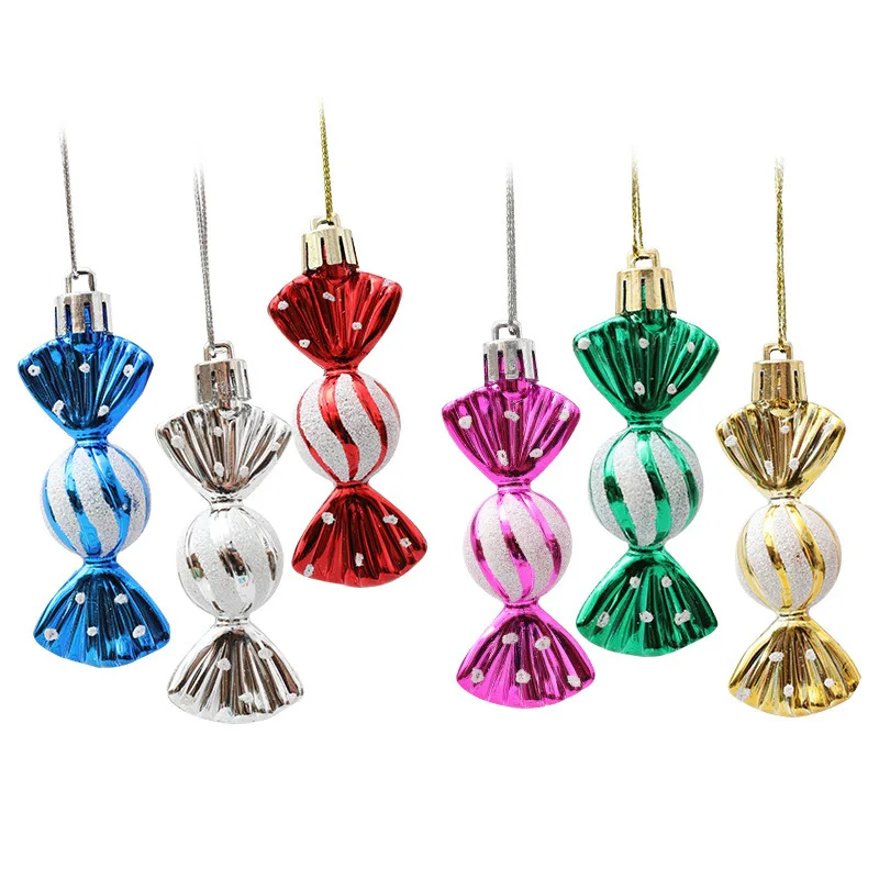 6PCS/Box DIY Christmas Tree Decoration Pendant Christmas Decorations Electroplating Candy Xmas Ball Window Door Hanging Ball Happy New Year