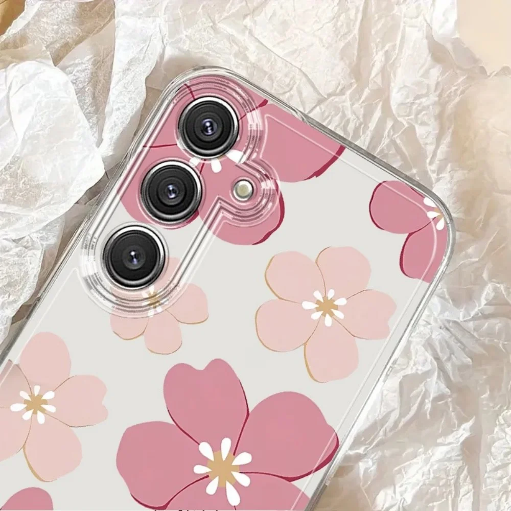 Pink Large Flower Transparent Silicone Phone Case