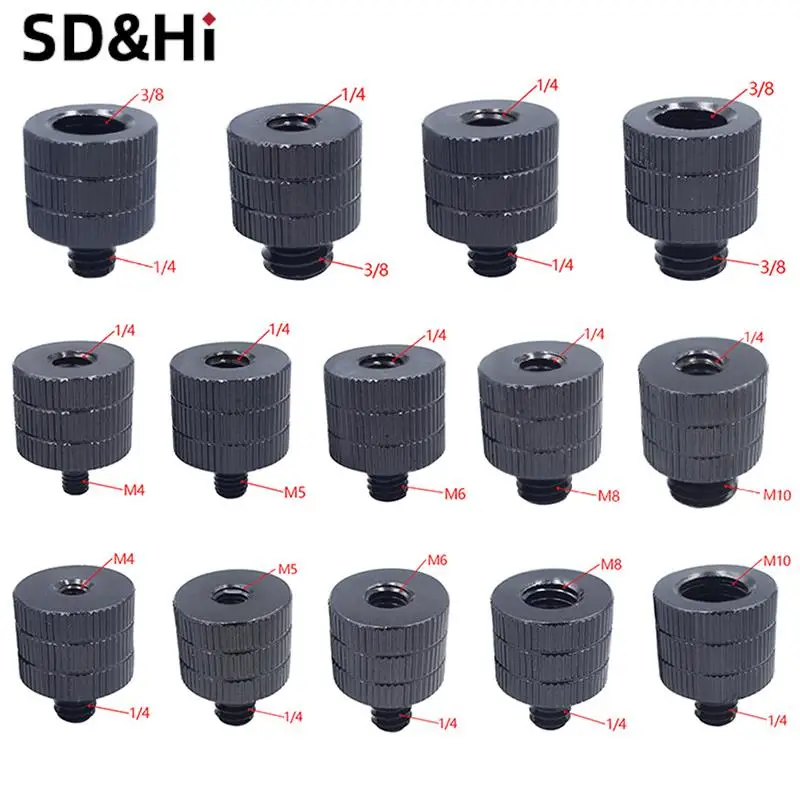1pc 1/4 To M4 M5 M6 M8 M10 Conversion Screw 3/8" Male To Female Thread Screw Mount Converter Adapter Standard