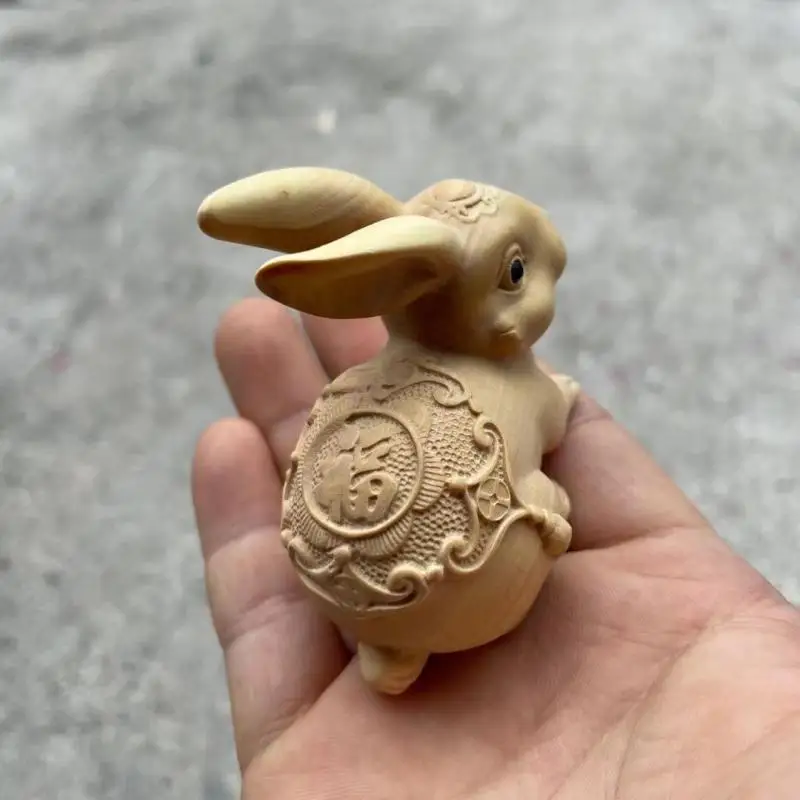 

Маленькие листья, искусственное украшение для кролика, ручная ручка для украшения дома, дерево, Зодиак, маленький белый кролик, домашнее искусство