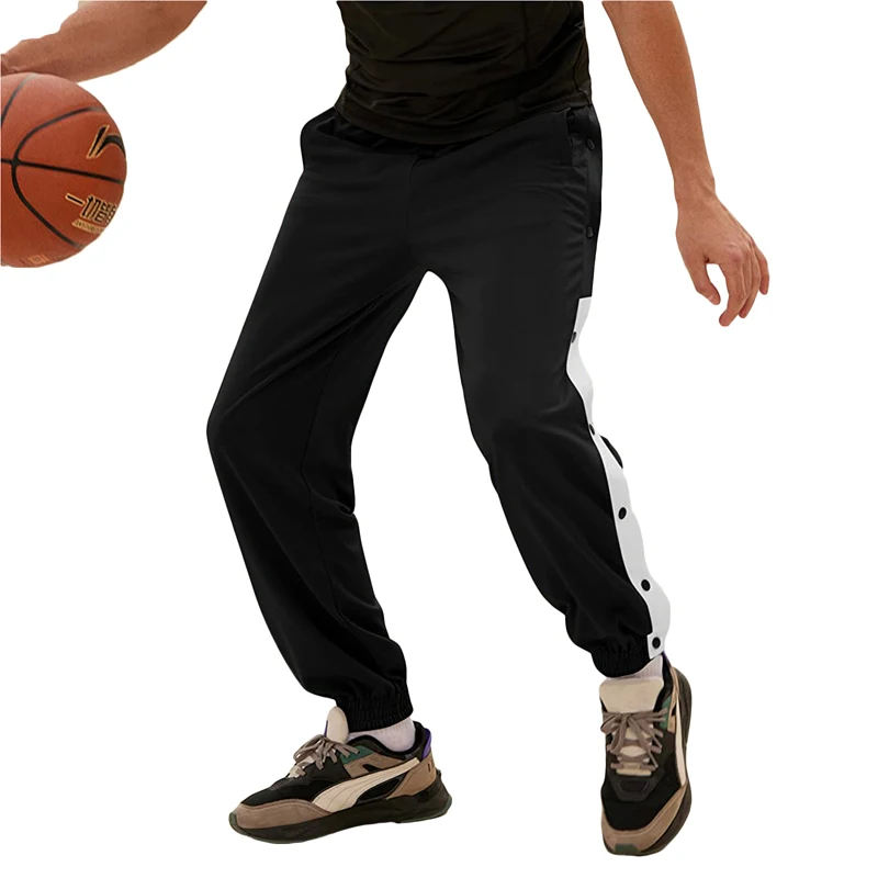 

Мужские повседневные спортивные брюки Mulicolor из полиэстера, спортивные брюки с карманами и боковыми пуговицами, брюки с эластичным поясом