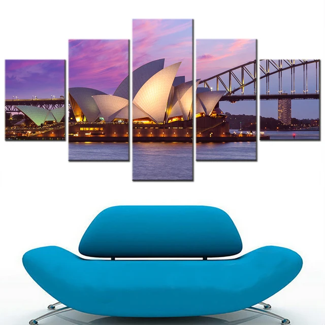 Sydney Opera House Wall Art Canvas Print Modular Canvas Painting Bedroom Decoration Poster Aesthetic Room Decor Picture Frames