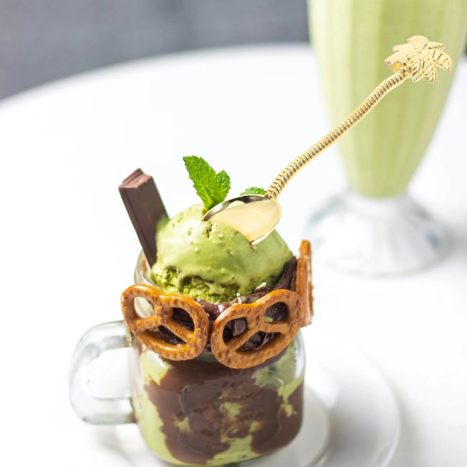 1PC Tropical Coconut Tree Coffee Spoon Retro Small Spoon Coffee Stirring Dessert (Golden)