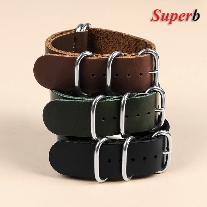 Premium Vintage Leather Watch Band - Cowhide Strap Replacement