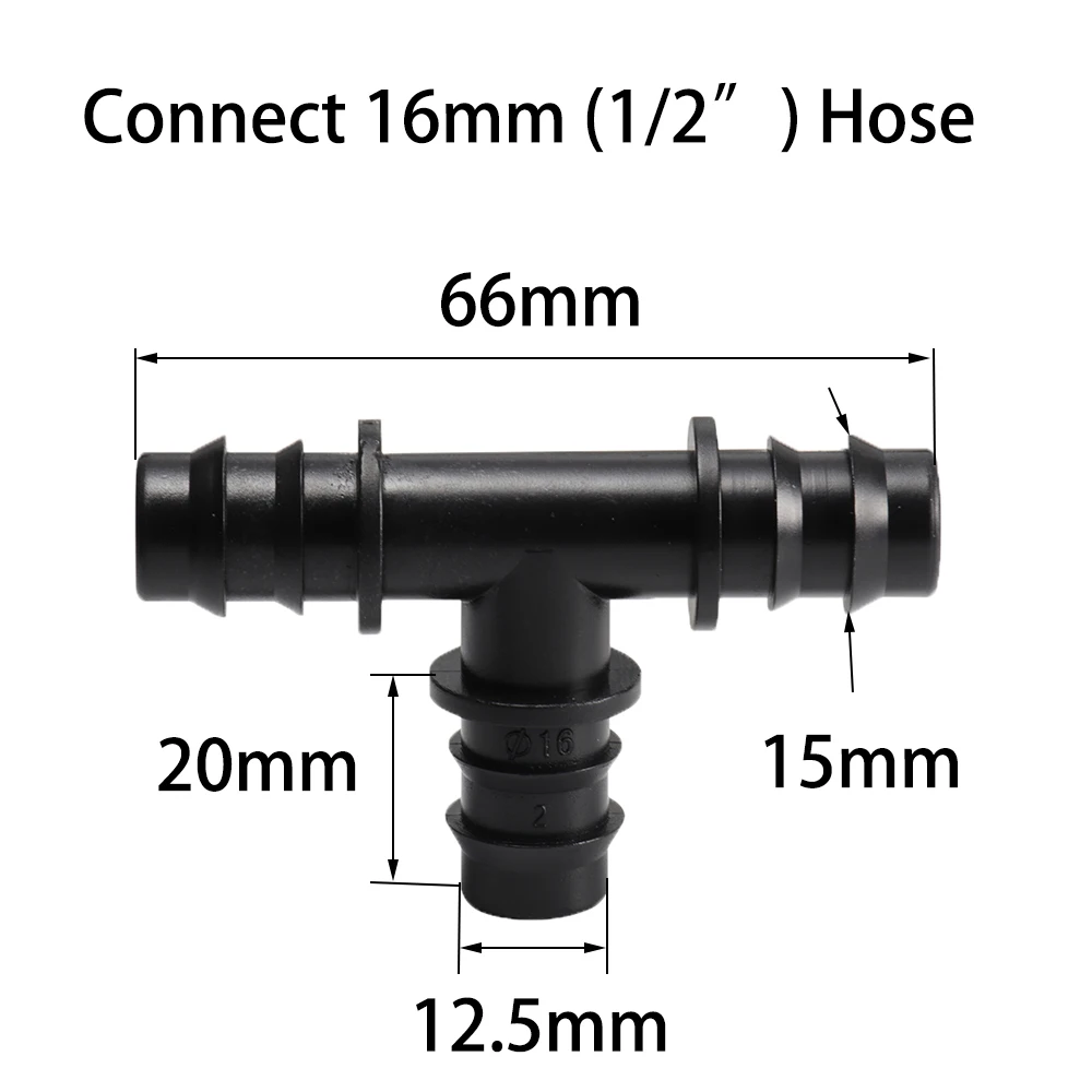 10 Pcs 16mm 20mm 25mm Barbed Tee Connectors For Garden Watering Irrigation Hose Water Pipe Joints Watering System 3-Way Parts