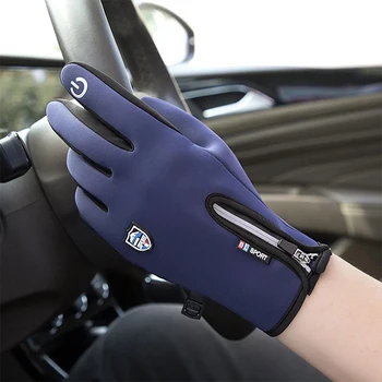 Winter Gloves For Men Waterproof Windproof Cold Cycling Gloves Snowboard Motorcycle Riding Driving Warm Touchscreen Zipper Glove 4