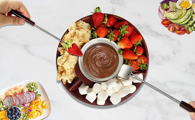 Description Picture 3 of itemMultifunctional Chocolate Fondue Boiler Cheese Melting Fondue Pot Machine Kit Kitchen Stainless Steel Temperature Controller