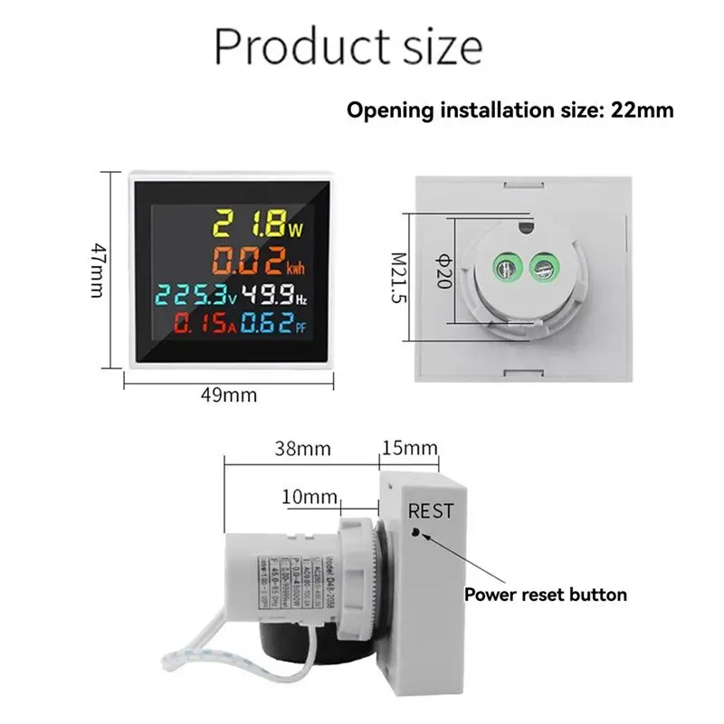 ABLU-AC 50-300V 디지털 전압계 전류계 100A 전력계 주파수계 전압 모니터 전류 계수 전압 암페어 KWH