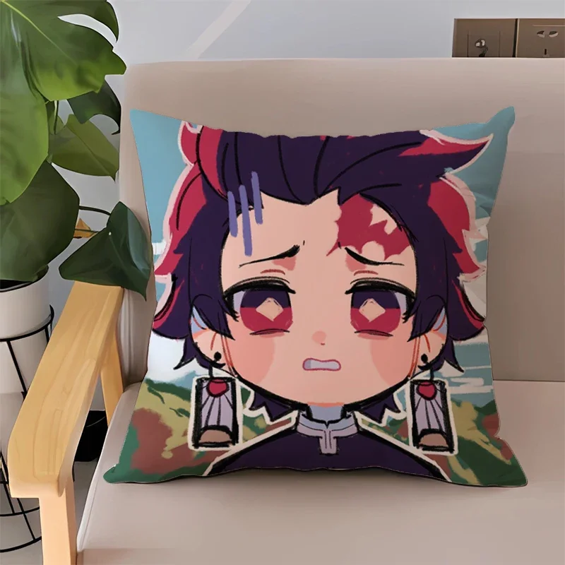 

Bed Pillowcases 50x50 Anime Demon Slayer Throw Pillow Covers Decorative Double-sided Printing Cushions Cover 45*45 Home Decor