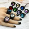 Resin Embedded Ring Men Women Universal Luxury Ins Style round Crystal Diamond Ring Cross-Border Bestseller Jewelry Accessory