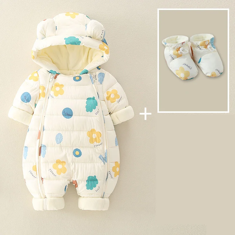 

2023 Winter Overall For Children Infant Down Cotton Thicken Clothes Hooded snowsuit Baby boy costume Girls Jumpsuit Baby Romper